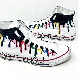 Converse White and Black Sneakers with Multicolor Drip Design